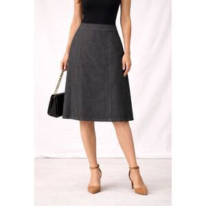 Baby-O Skirt Womens Sz 12 midi Blue Denim USA longline hipster Modest Y2K New